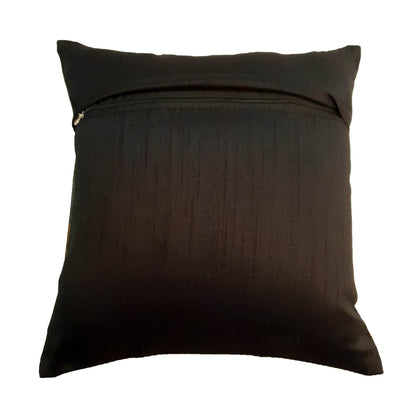 Black 12x12 Inch Cushion Cover Banarasi Decor Elephant Woven Zari Brocade Silk