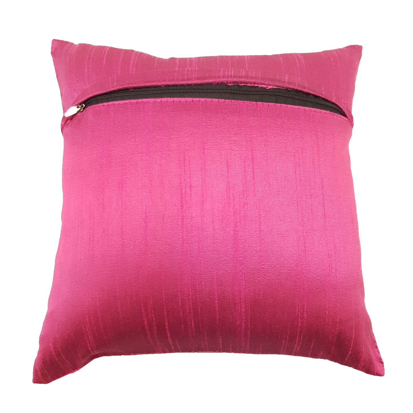 12x12 Inch Pink Cushion Cover Banarasi Indian Elephant Woven Zari Brocade Silk