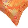 12x12 Inch Cushion Cover Banarasi Indian Orange Elephant Woven Zari Brocade Silk