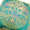 12x12 Inch Cushion Cover Banarasi Teal Green Elephant Woven Zari Brocade Silk