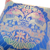 12x12 Inch Cushion Cover Blue Banarasi Indian Elephant Woven Zari Brocade Silk