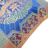 12x12 Inch Cushion Cover Blue Banarasi Indian Elephant Woven Zari Brocade Silk