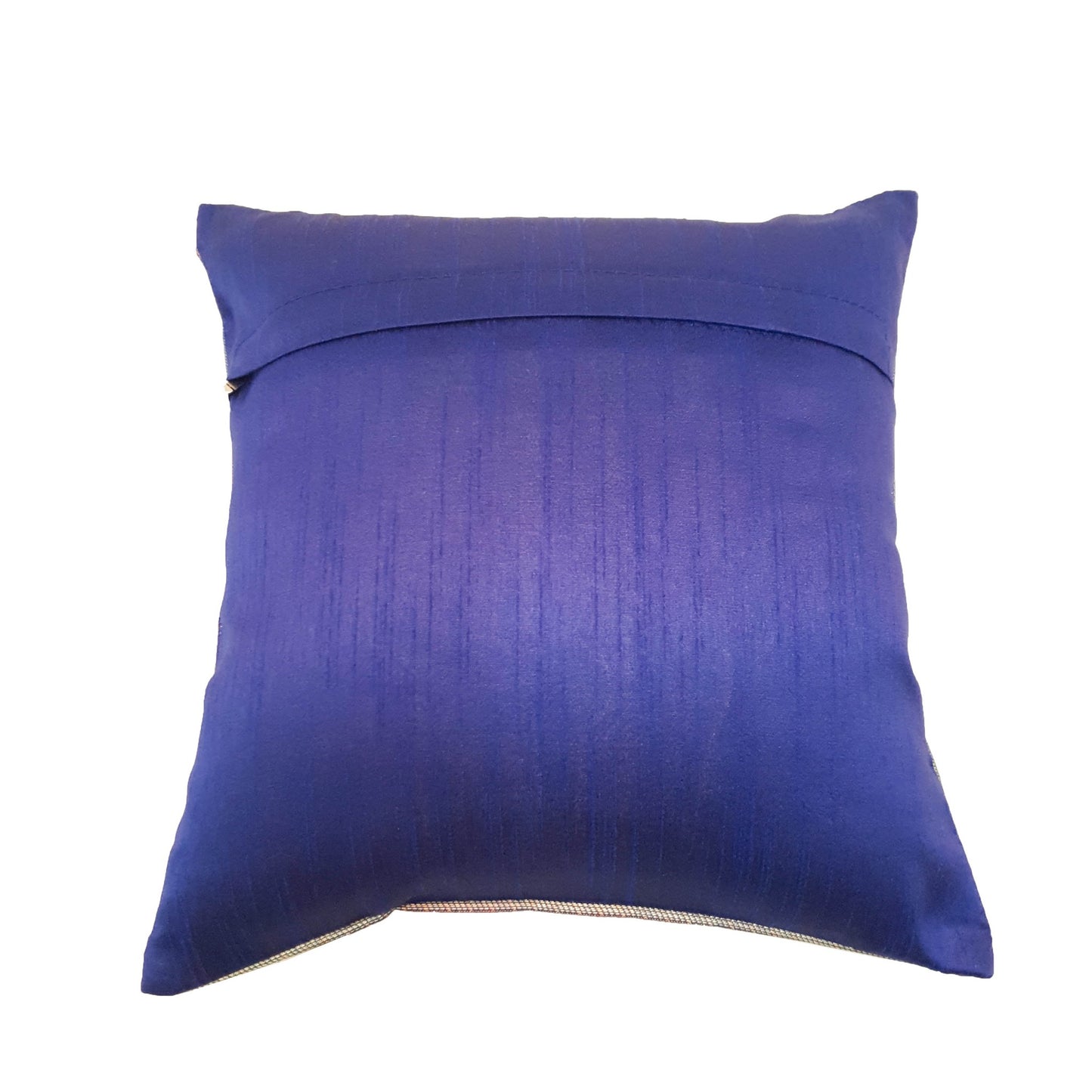 12x12 Inch Cushion Cover Blue Banarasi Indian Elephant Woven Zari Brocade Silk