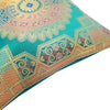 12x12 Inch Cushion Covers Teal Green Banarasi Mandala Woven Zari Brocade Silk