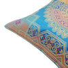 12x12 Inch Cushion Cover Turquoise Blue Banarasi Mandala Woven Zari Brocade Silk