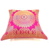 Pink 12x12 Inch Cushion Covers Indian Banarasi Mandala Woven Zari Brocade Silk