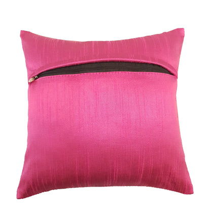 Pink 12x12 Inch Cushion Covers Indian Banarasi Mandala Woven Zari Brocade Silk