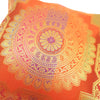 12x12 Inch Cushion Cover Orange Banarasi Mandala Woven Zari Brocade Silk