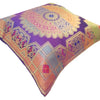 Purple 12x12 Inch Cushion Covers Indian Banarasi Mandala Woven Zari Brocade Silk