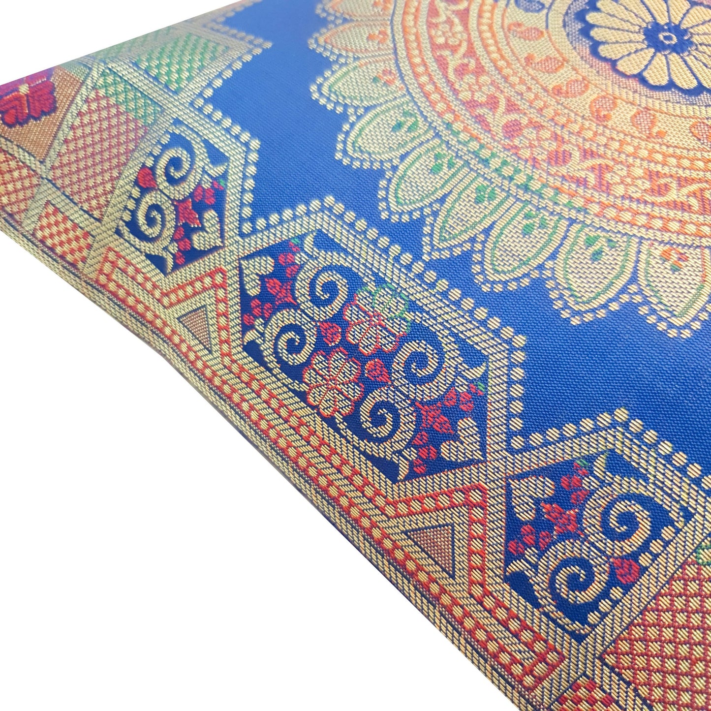 Blue 12x12 Inch Cushion Covers Indian Banarasi Mandala Woven Zari Brocade Silk