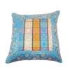 16X16 Inch Banarasi Cushion Covers Zari Brocade Silk MultiColor Blue Check Decor
