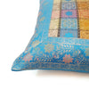 16X16 Inch Banarasi Cushion Covers Zari Brocade Silk MultiColor Blue Check Decor