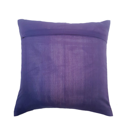 16x16 Inch Blue Cushion Cover Floral Woven Zari Brocade Banarasi Silk Home Decor