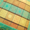 16X16 Inch Banarasi Cushion Covers Zari Brocade Silk Aqua Green Check Home Decor