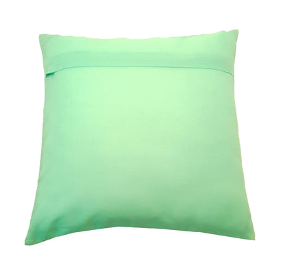 16X16 Inch Banarasi Cushion Covers Zari Brocade Silk Aqua Green Check Home Decor