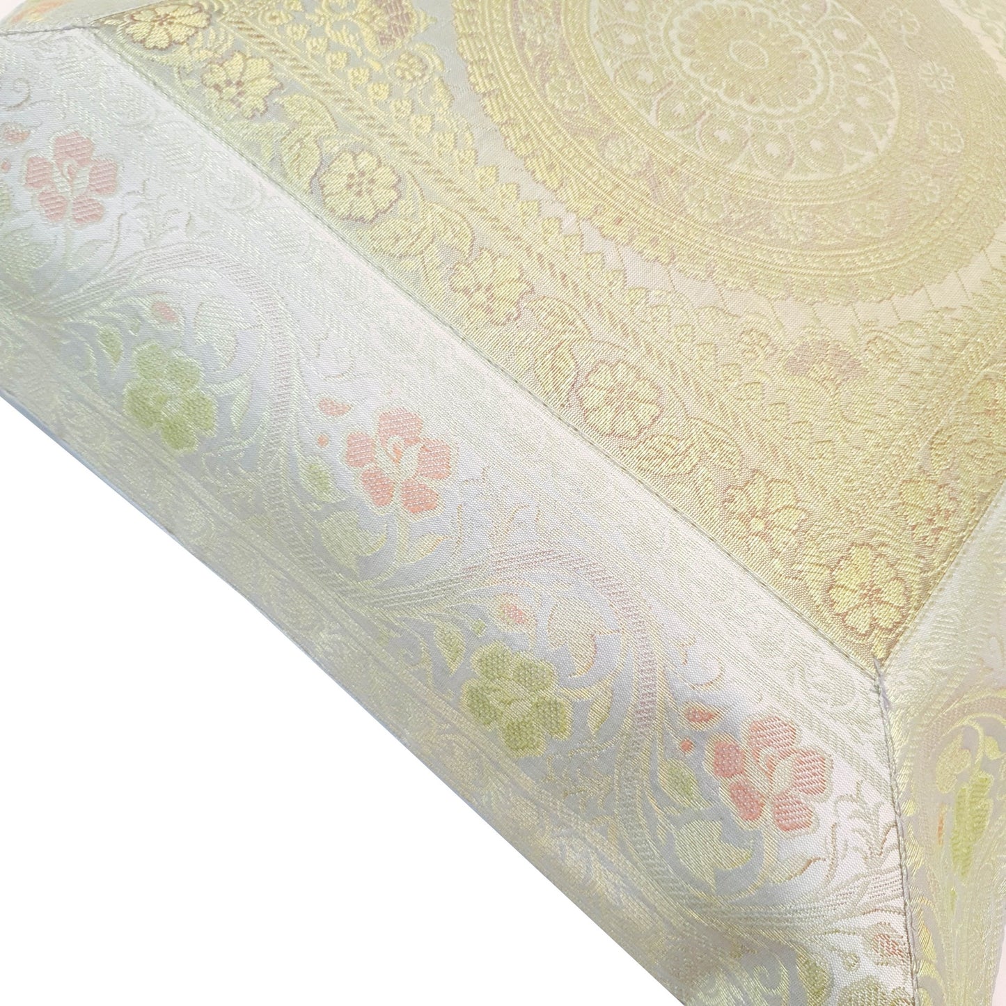17x17 Inch Gray Indian Cushion Covers Woven Zari Brocade Banarasi Silk Mandala
