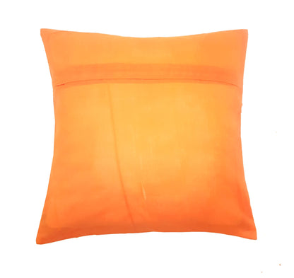 17x17 Inch Orange Cushion Cover Taj Mahal Woven Zari Brocade Banarasi Silk Decor
