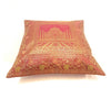 17x17 Inch Cushion Cover Taj Mahal Woven Zari Brocade Maroon Banarasi Silk Decor