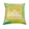 16x16 Inch Cushion Cover Green Taj Mahal Woven Zari Brocade Banarasi Silk Decor