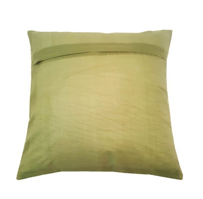 16x16 Inch Cushion Cover Green Taj Mahal Woven Zari Brocade Banarasi Silk Decor