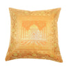 17x17 Inch Mustard Cushion Cover Taj Mahal Woven Zari Brocade Banarasi Silk