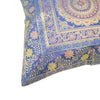 17x17 Inch Cushion Covers Indian Blue Mandala Woven Zari Brocade Banarasi Silk