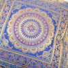 17x17 Inch Cushion Covers Indian Blue Mandala Woven Zari Brocade Banarasi Silk