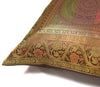 16x16 Inch Dark Brown Banarasi Silk Cushion Cover Woven Zari Brocade Mandala