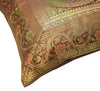 16x16 Inch Dark Brown Banarasi Silk Cushion Cover Woven Zari Brocade Mandala