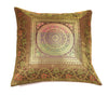 16x16 Inch Dark Brown Banarasi Silk Cushion Cover Woven Zari Brocade Mandala