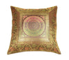 16x16 Inch Dark Brown Banarasi Silk Cushion Cover Woven Zari Brocade Mandala