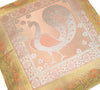 16x16" Gold, Peach Toned Cushion Covers Woven Zari Brocade Banarasi Silk Peacock