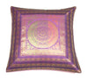 16x16" Purple Zari Brocade Banarasi Silk Mandala Cushion Covers Paisley Border