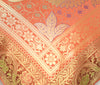 Indian 16x16" Rust Banarasi Silk Cushion Cover Featuring Zari Brocade Paisley