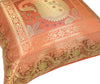 Indian 16x16" Rust Banarasi Silk Cushion Cover Featuring Zari Brocade Paisley