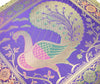 16x16 Inch Blue Cushion Covers Indian Woven Zari Brocade Banarasi Silk Peacock