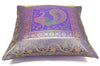 16x16 Inch Blue Cushion Covers Indian Woven Zari Brocade Banarasi Silk Peacock
