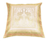 Elegant White Banarasi Silk Cushion Cover (16x16) Zari Brocade Elephant Motifs