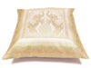 Elegant White Banarasi Silk Cushion Cover (16x16) Zari Brocade Elephant Motifs