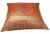 Red 16x16 Inch Indian Woven Zari Brocade Banarasi Silk Mandala Cushion Covers