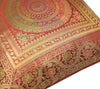 Red 16x16 Inch Indian Woven Zari Brocade Banarasi Silk Mandala Cushion Covers
