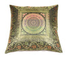16x16 Inch Black Indian Banarasi Silk Cushion Cover with Zari Brocade Mandala