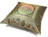 16x16 Inch Black Indian Banarasi Silk Cushion Cover with Zari Brocade Mandala