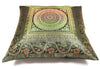 16x16 Inch Black Indian Banarasi Silk Cushion Cover with Zari Brocade Mandala