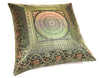 16x16 Inch Black Indian Banarasi Silk Cushion Cover with Zari Brocade Mandala