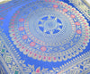Woven Blue Banarasi Silk Cushion Cover Zari Mandala with Floral Lace– 16x16 Inch