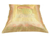 16x16" Beige-Gold Banarasi Silk Cushion Cover Featuring Zari Brocade Paisley