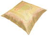 16x16" Beige-Gold Banarasi Silk Cushion Cover Featuring Zari Brocade Paisley