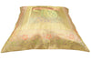 16x16" Beige-Gold Banarasi Silk Cushion Cover Featuring Zari Brocade Paisley