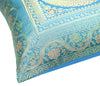 Turquoise Blue Banarasi Silk Cushion Cover 16x16 Featuring Woven Zari Mandala